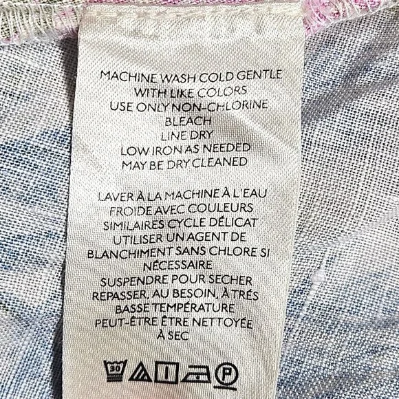 Pilcro Women Linen Sleeveless Floral Blouse 2X Vacation Core Coastal Style - Picture 8 of 10